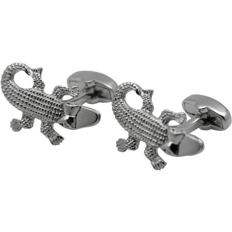 Silver Crocodile Cufflinks Novelty Cufflinks Clinks Australia Silver Crocodile Cufflinks 