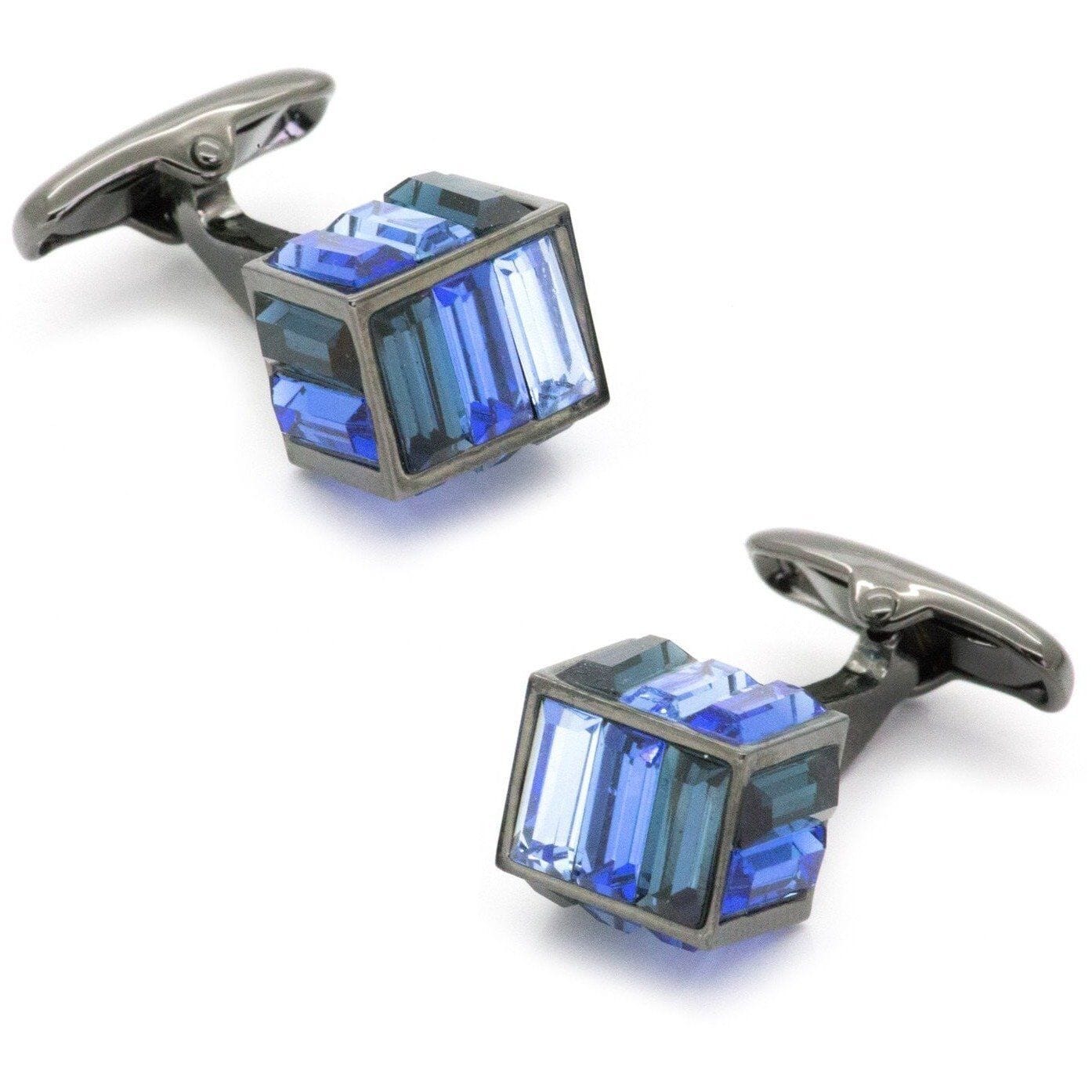 Blue Tri-Shaded Crystal Cufflinks Classic & Modern Cufflinks Clinks Australia Blue Tri-Shaded Crystal Cufflinks 