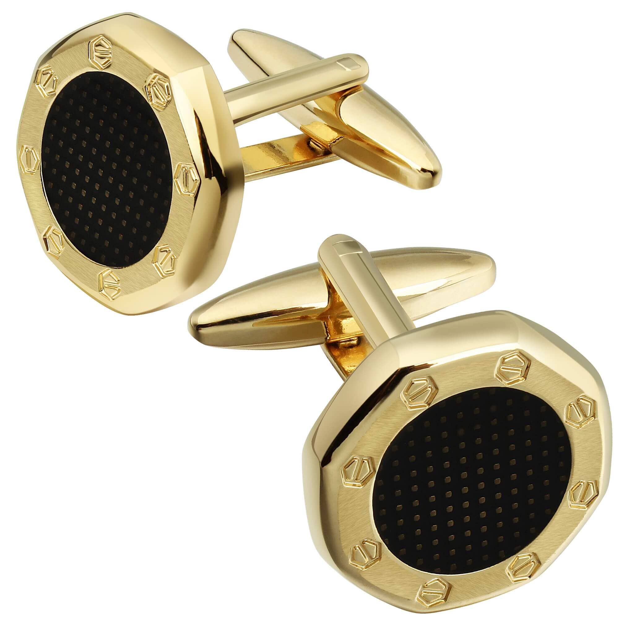 Brushed Gold with Black Texture Cufflinks Classic & Modern Cufflinks Clinks Australia 