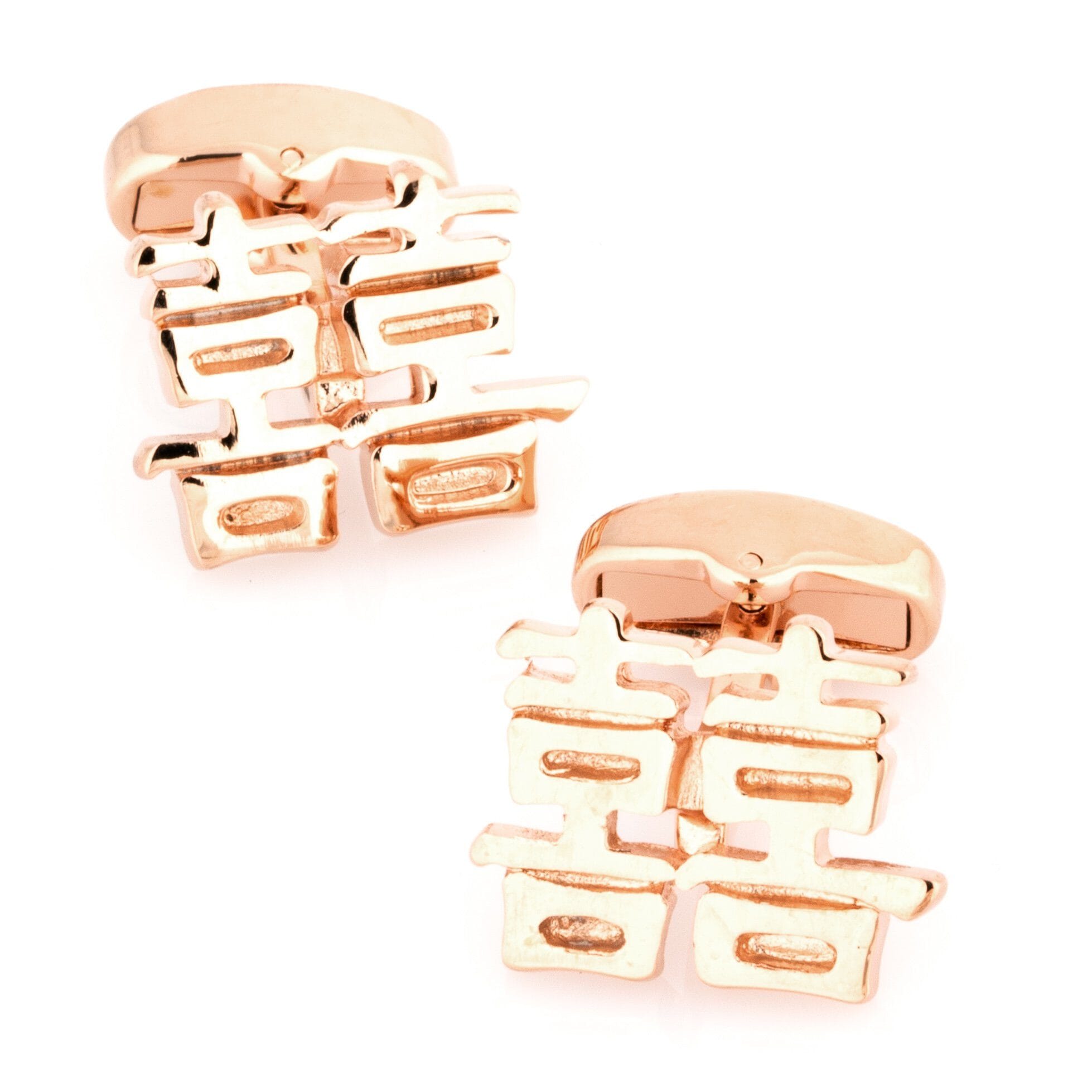 Chinese Symbol of Double Happiness Rose Gold Novelty Cufflinks Clinks Australia 