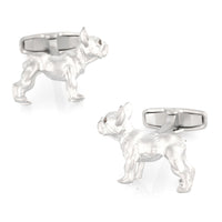 Silver Bulldog Cufflinks with Brown Crystal Eyes Novelty Cufflinks Clinks Australia