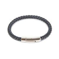 Navy/Black Leather Bracelet with SS Barrel Clasp Bracelet Clinks Australia