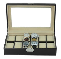 Dark Brown Leather Watch Box for 12 Watches Watch Boxes Clinks Default