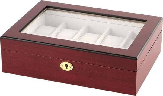 Cherry Wooden Watch Box for 10 Watches Watch Boxes Clinks 