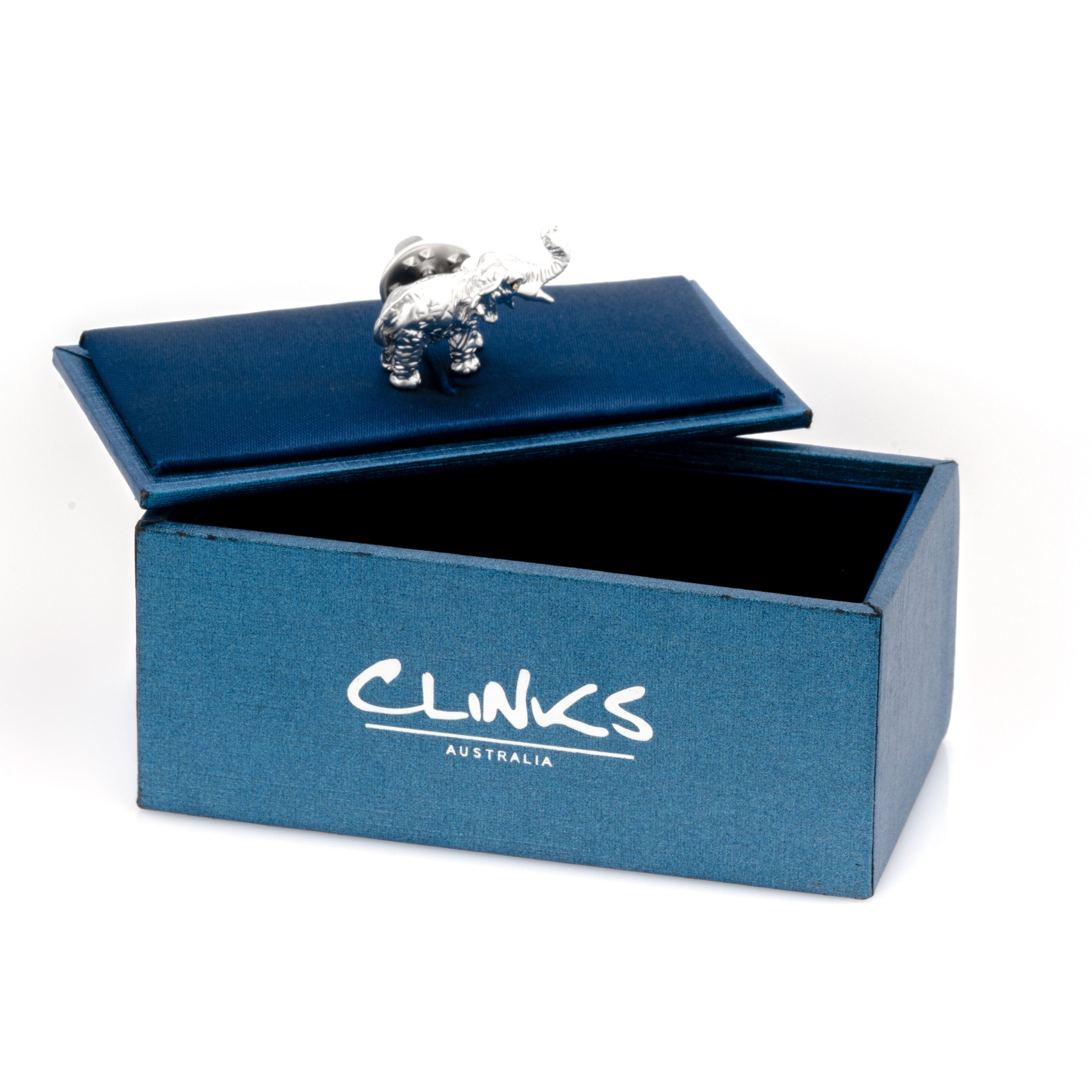 Brushed Silver Elephant Lapel Pin Lapel Pin Clinks 