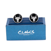 Bull Black Enamel Cufflinks Novelty Cufflinks Clinks Australia