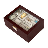 50 Pair Cufflink and Watch Box Double Decker Mahogany Cufflink Boxes Clinks