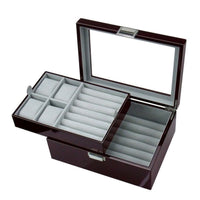 50 Pair Cufflink and Watch Box Double Decker Mahogany Cufflink Boxes Clinks