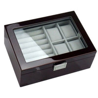 50 Pair Cufflink and Watch Box Double Decker Mahogany Cufflink Boxes Clinks