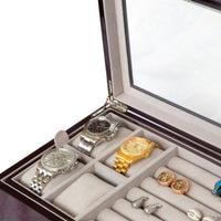 50 Pair Cufflink and Watch Box Double Decker Mahogany Cufflink Boxes Clinks