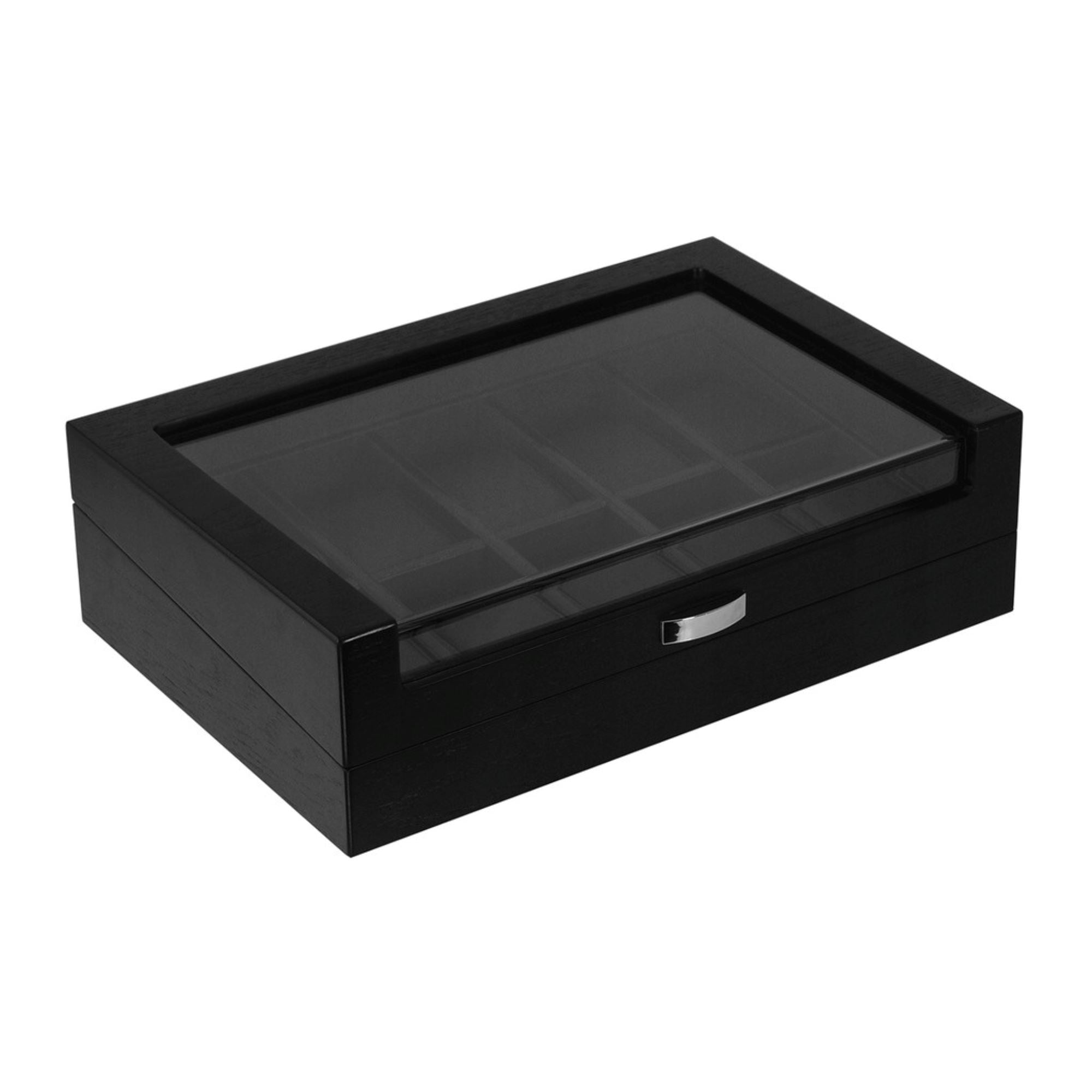 Black Wooden Watch Box for 10 Watches Watch Boxes Clinks 