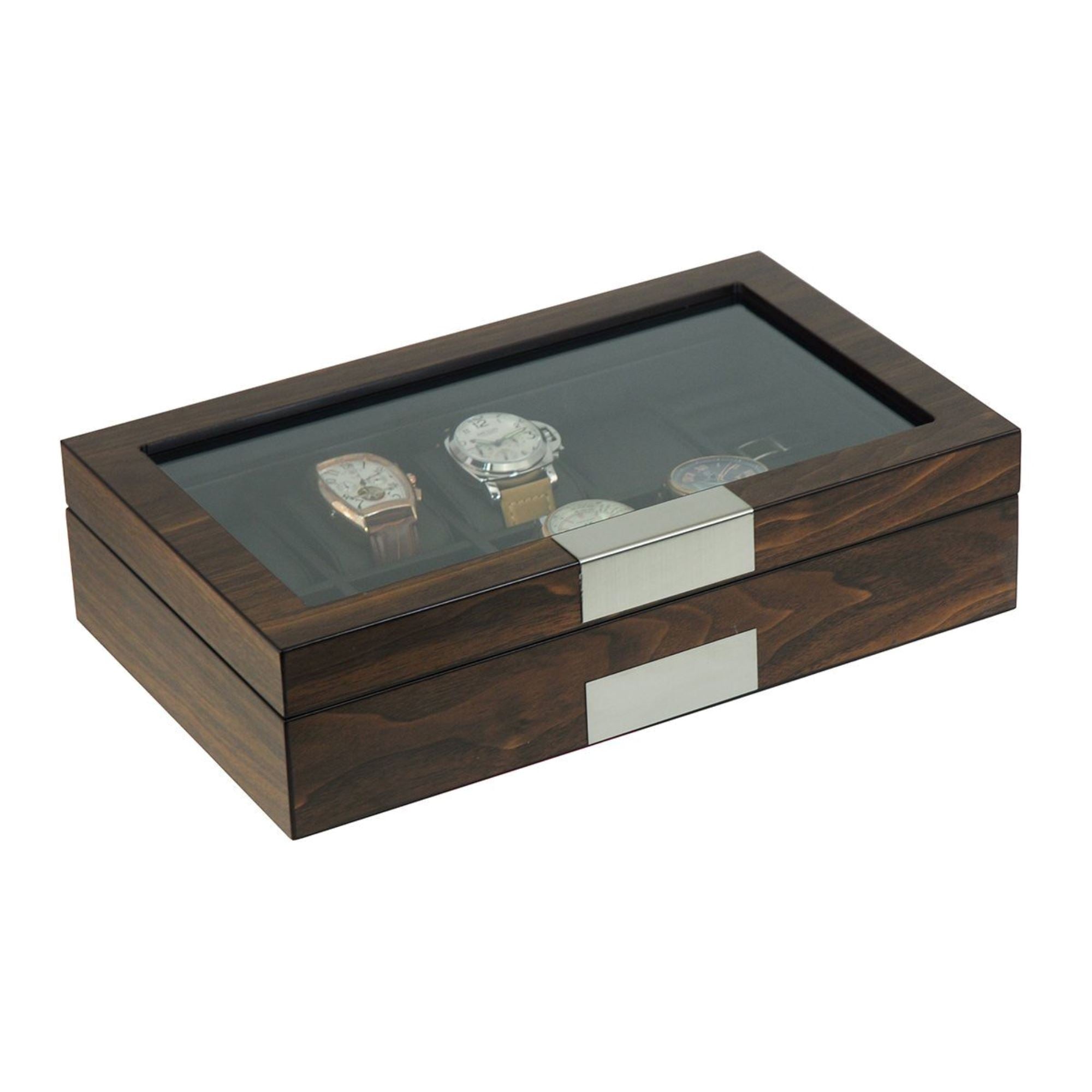 8 Slots Walnut Wooden Watch/Cufflink Box Watch Boxes Clinks 