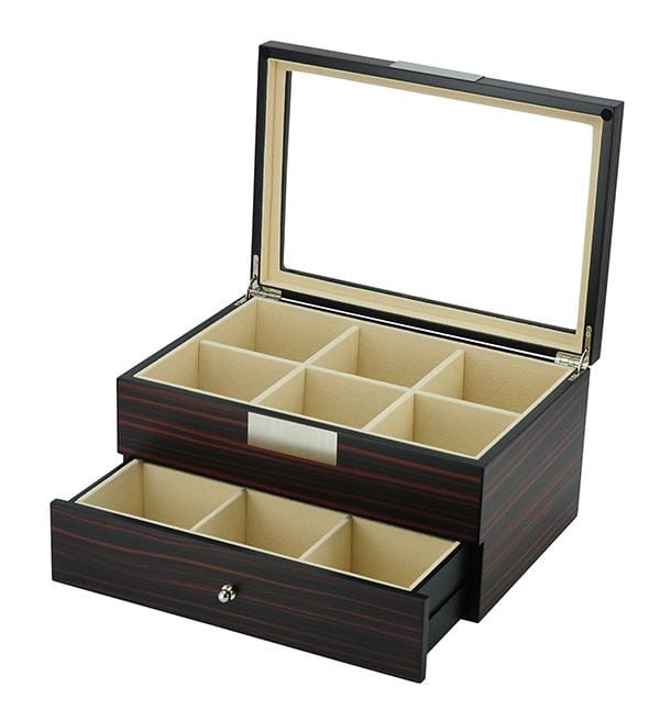 Ebony Wooden Tie Box for 12 Storage Boxes Clinks 