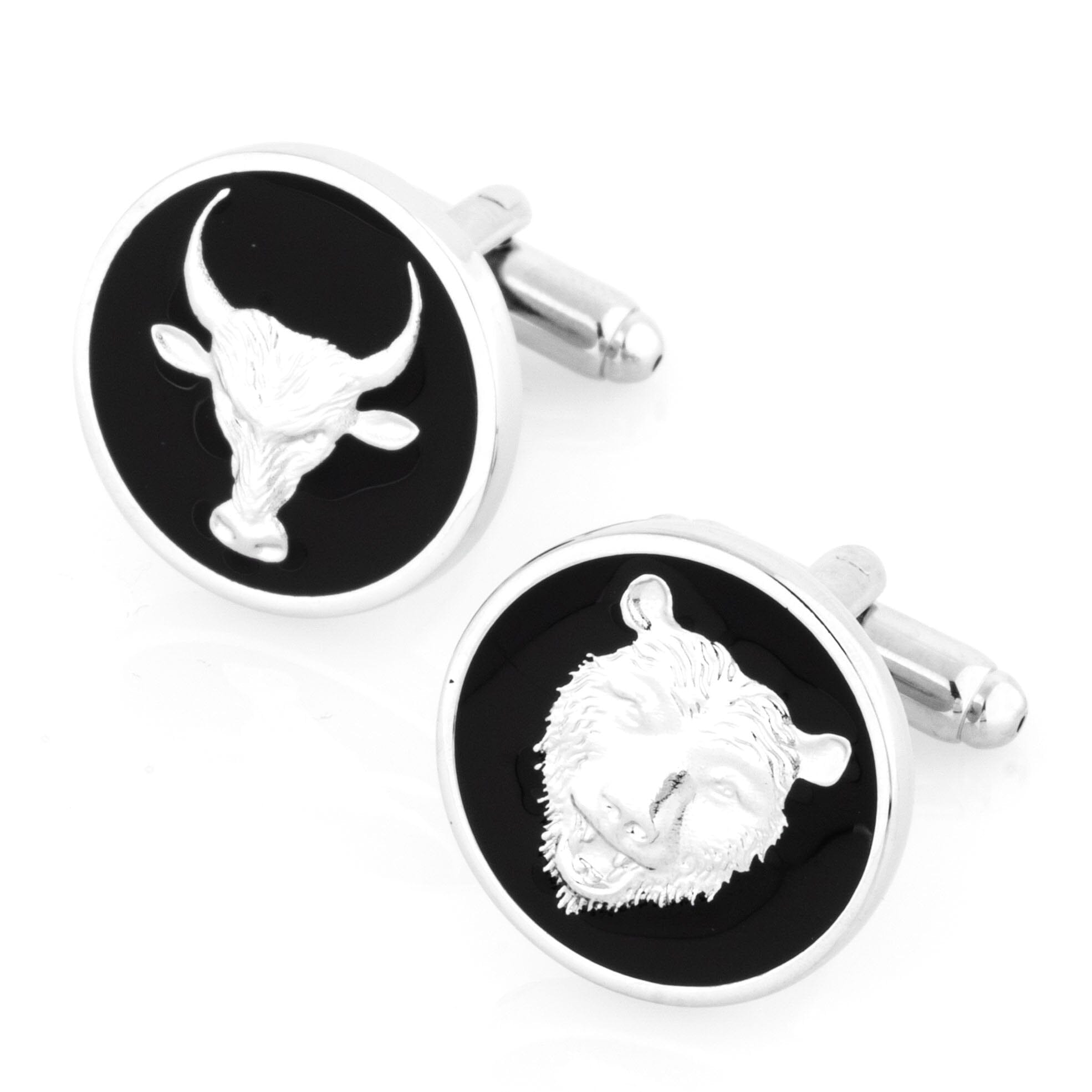 Bull & Bear Black Enamel Cufflinks Novelty Cufflinks Clinks Australia 