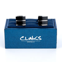 Dual Black Ice Cateye Silver Cufflinks Classic & Modern Cufflinks Clinks Australia