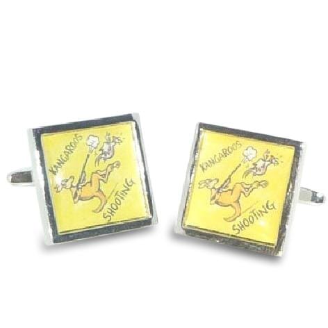 Road Sign Cufflinks: Beware Kangaroos Shooting Novelty Cufflinks Clinks Australia 