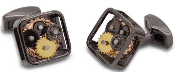 Steampunk Gear Cufflinks in Gunmetal Novelty Cufflinks Clinks Australia 