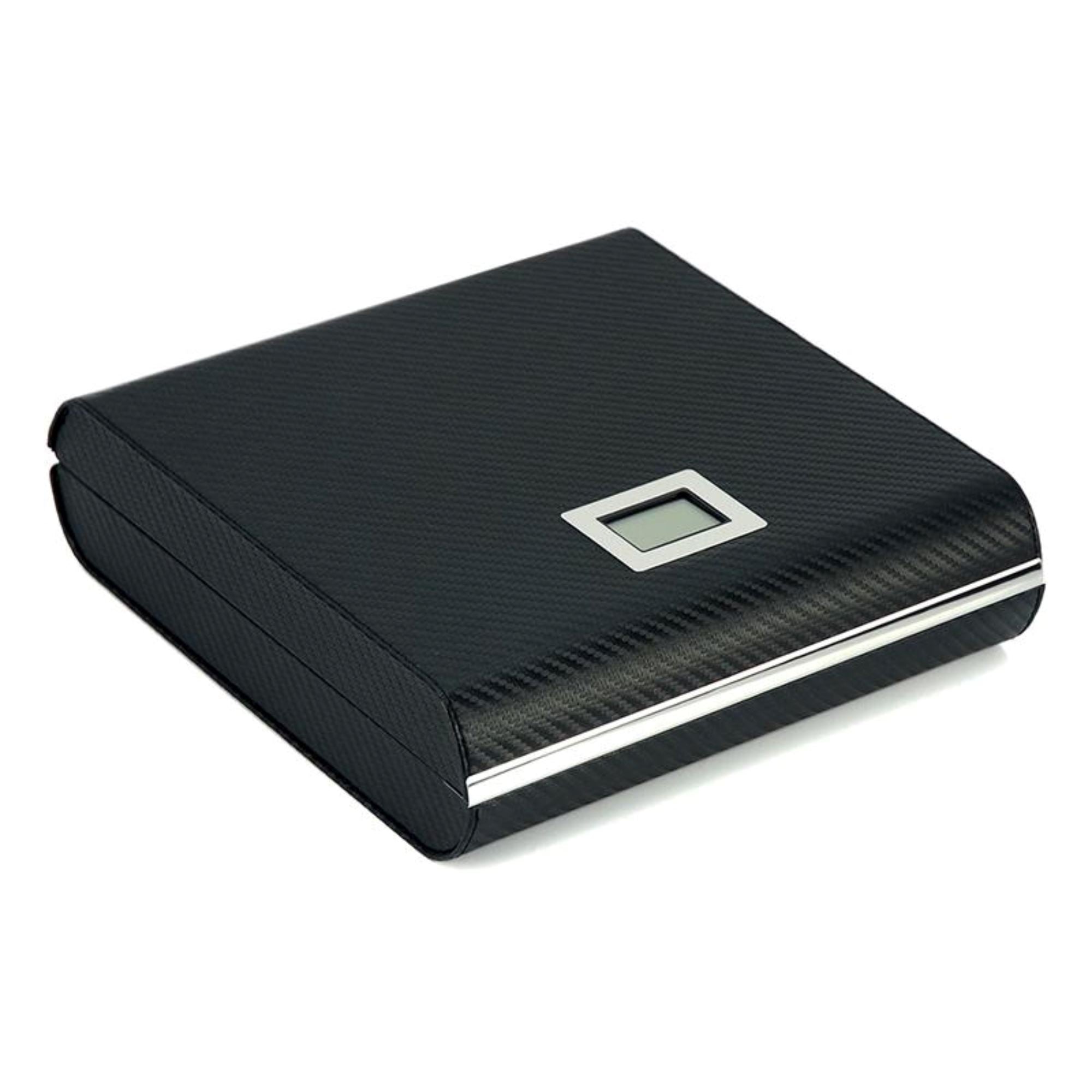 20 CT Black Cigar Humidor Carbon Fiber Case for Cigars Cigar Boxes Clinks 