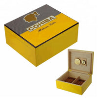 25 CT Cohiba Yellow Black Cigar Humidor Box for Cigars Cigar Boxes Clinks