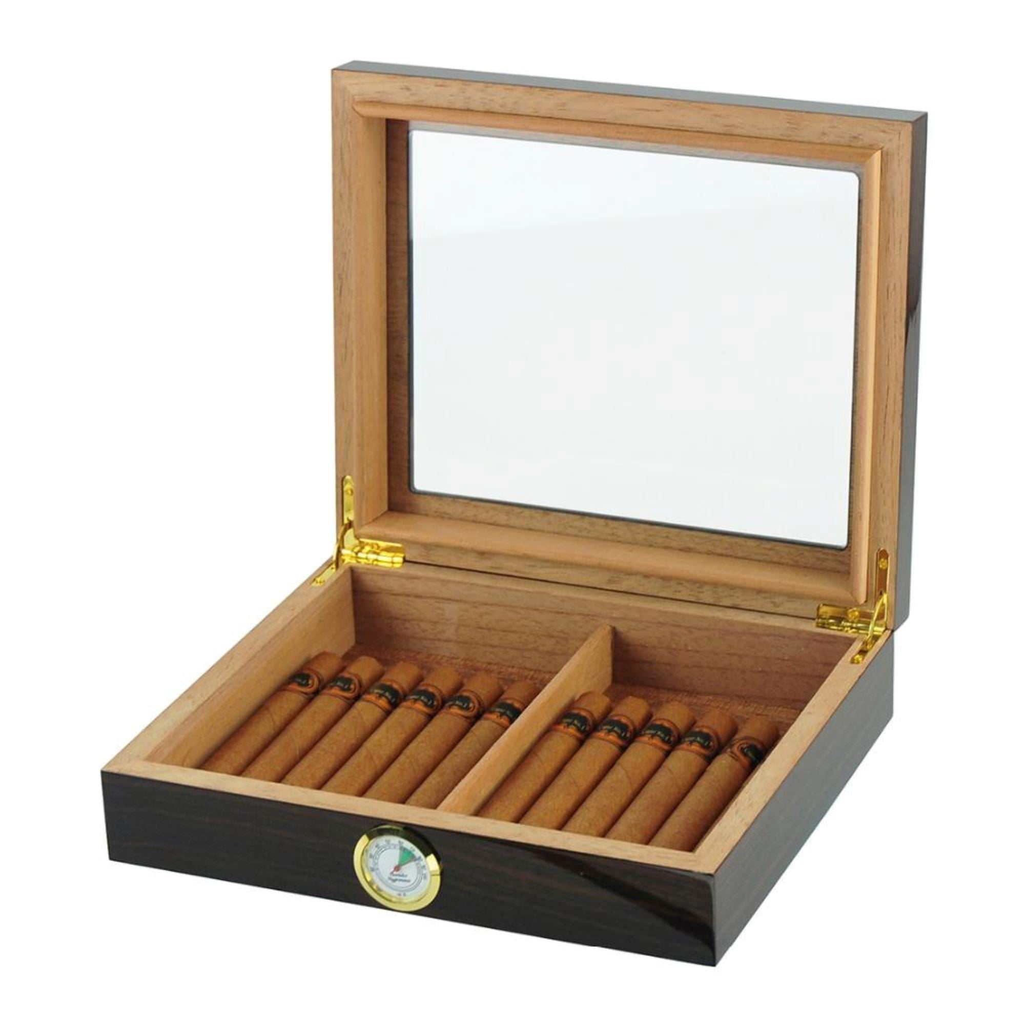12-20 CT Walnut Cigar Humidor Spanish Cedar Box for Cigars Cigar Boxes Clinks 
