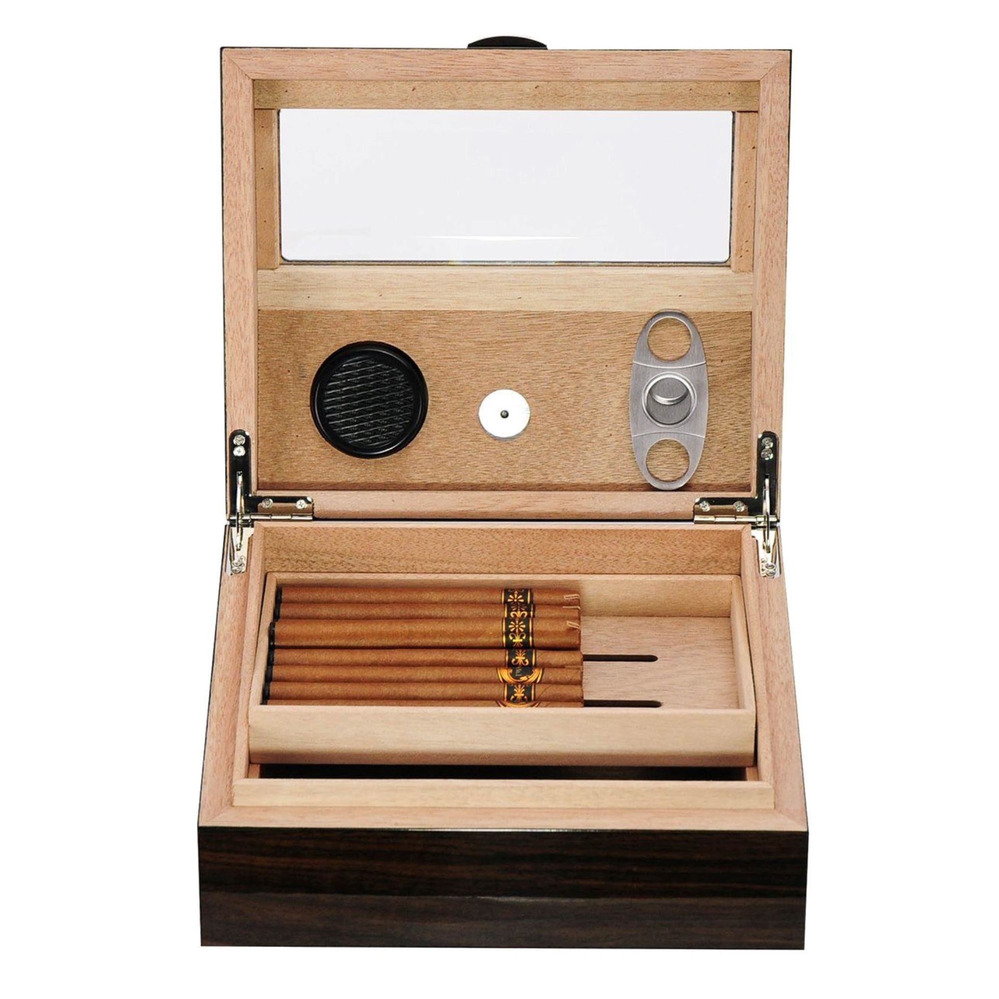 50 CT Walnut Cigar Humidor Wooden Cabinet for Cigars Cigar Boxes Clinks 