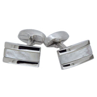 Mother of Pearl in Silver Rectangle Cufflinks Classic & Modern Cufflinks Clinks Australia Mother of Pearl in Silver Rectangle Cufflinks