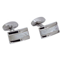 Mother of Pearl in Silver Rectangle Cufflinks Classic & Modern Cufflinks Clinks Australia