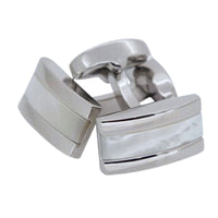 Mother of Pearl in Silver Rectangle Cufflinks Classic & Modern Cufflinks Clinks Australia