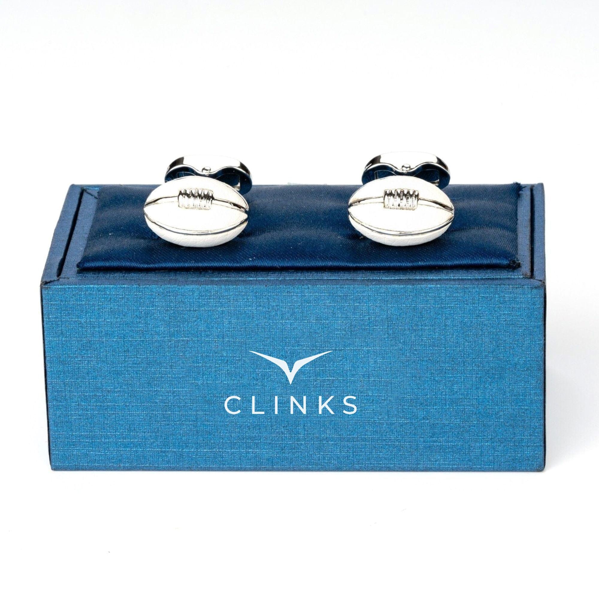 Footy White Leather Football Cufflinks Novelty Cufflinks Clinks Australia 