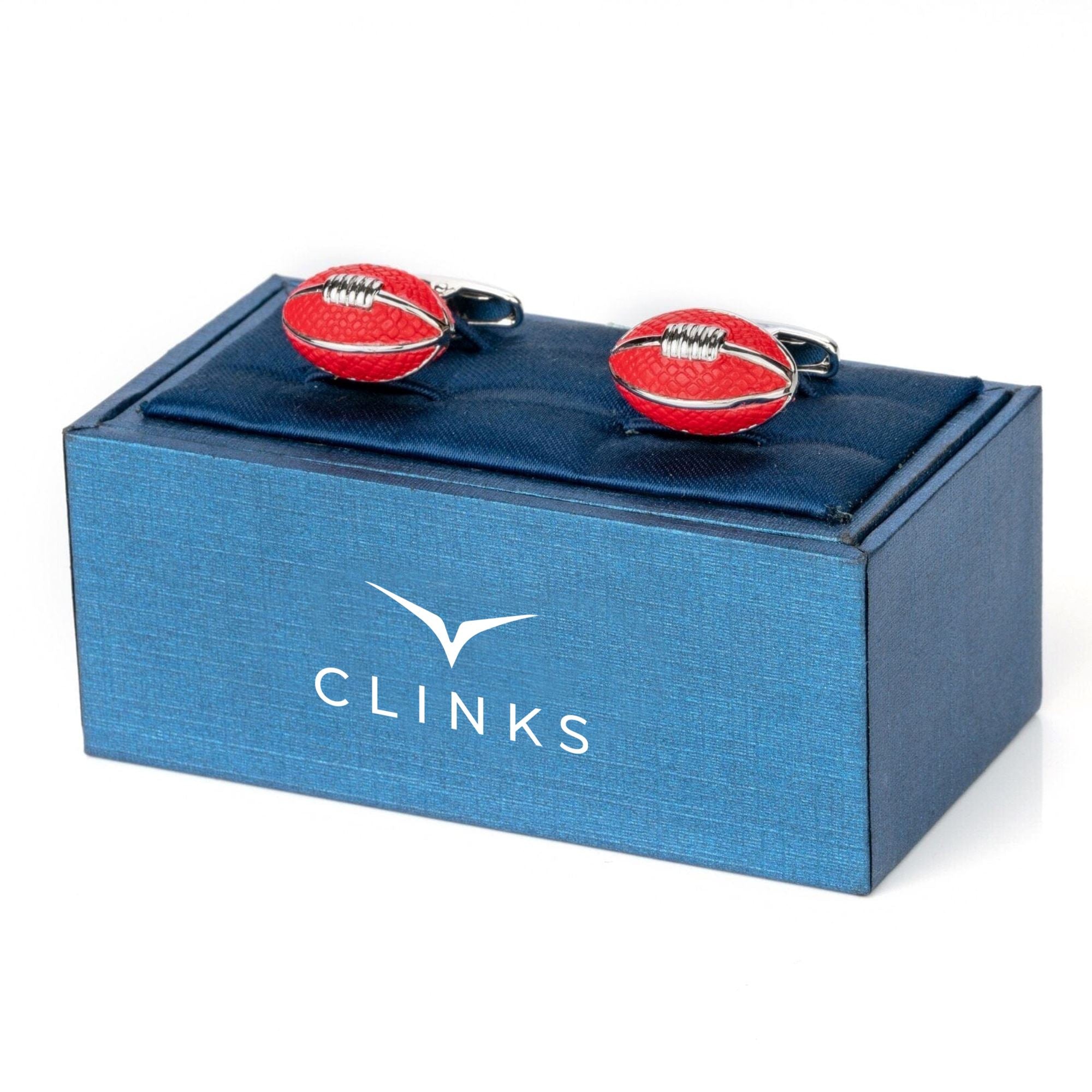 AFL Footy Red Leather Football Cufflinks Novelty Cufflinks Clinks Australia 