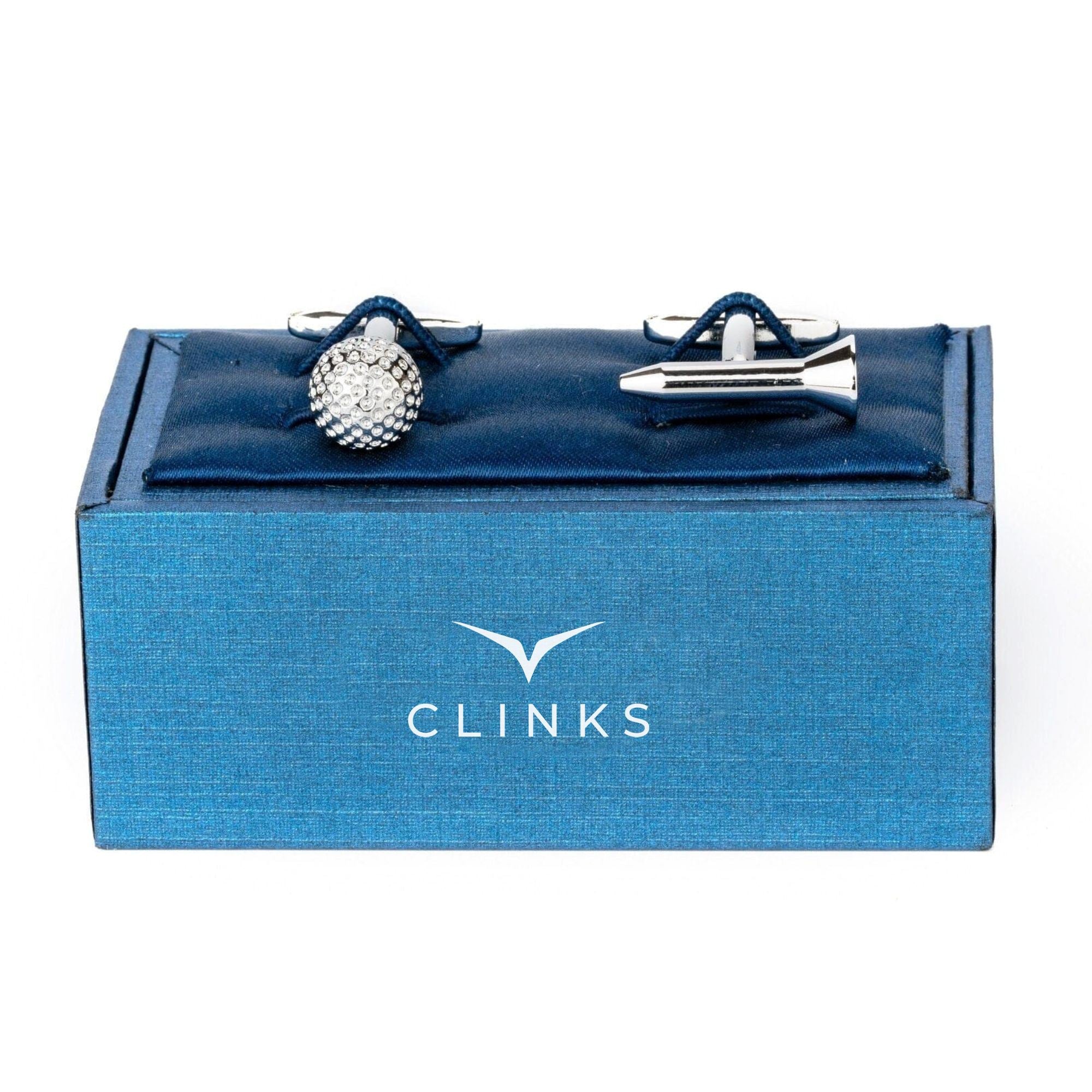 Golf Ball and Tee Silver Cufflinks Novelty Cufflinks Clinks Australia 