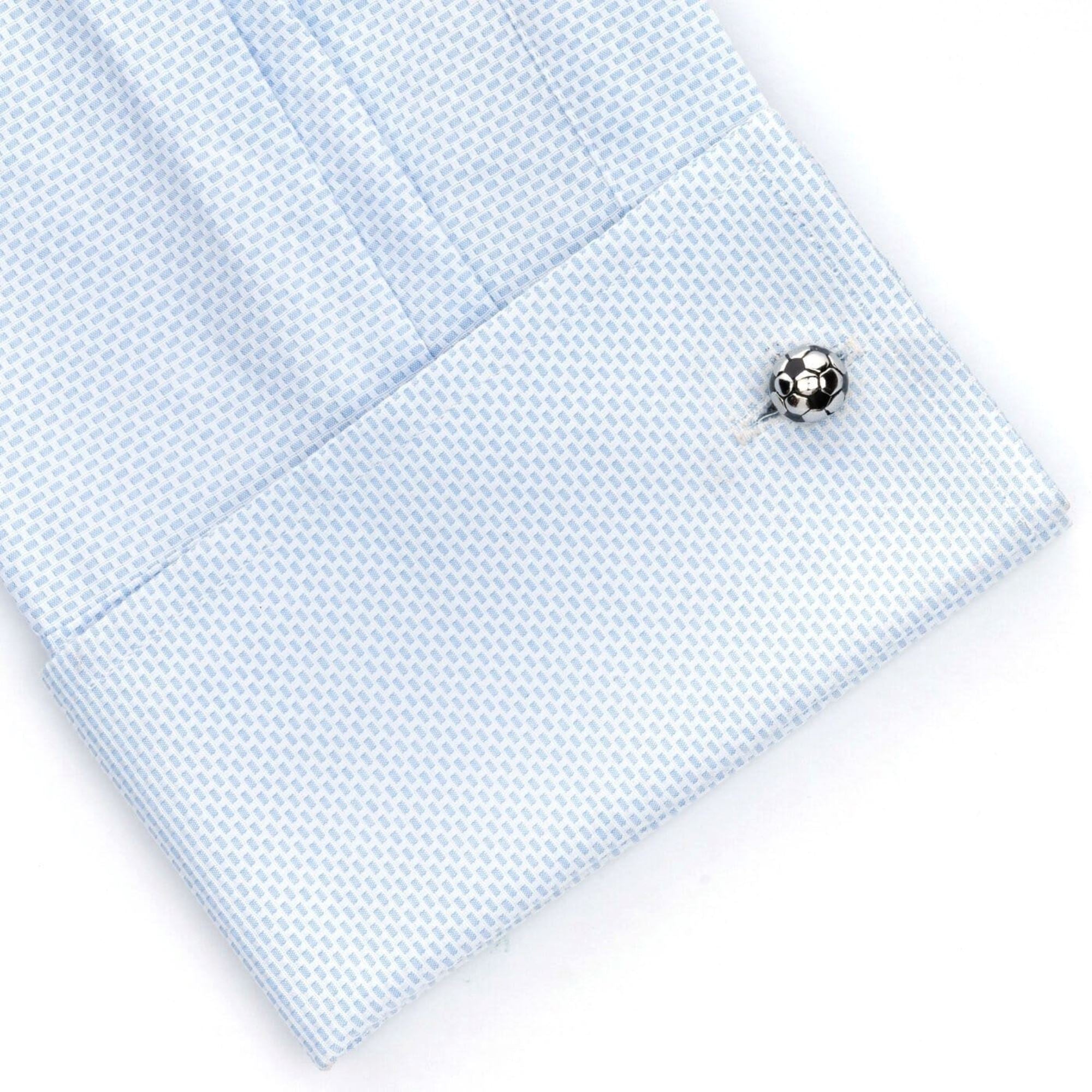 3D Silver and Black Soccer Ball Football Cufflinks Novelty Cufflinks Clinks Australia 