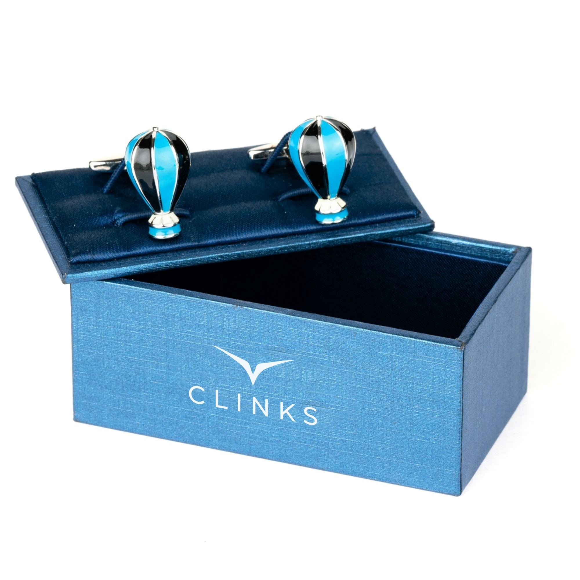 Hot Air Balloon Cufflinks Blue and Black Novelty Cufflinks Clinks Australia 