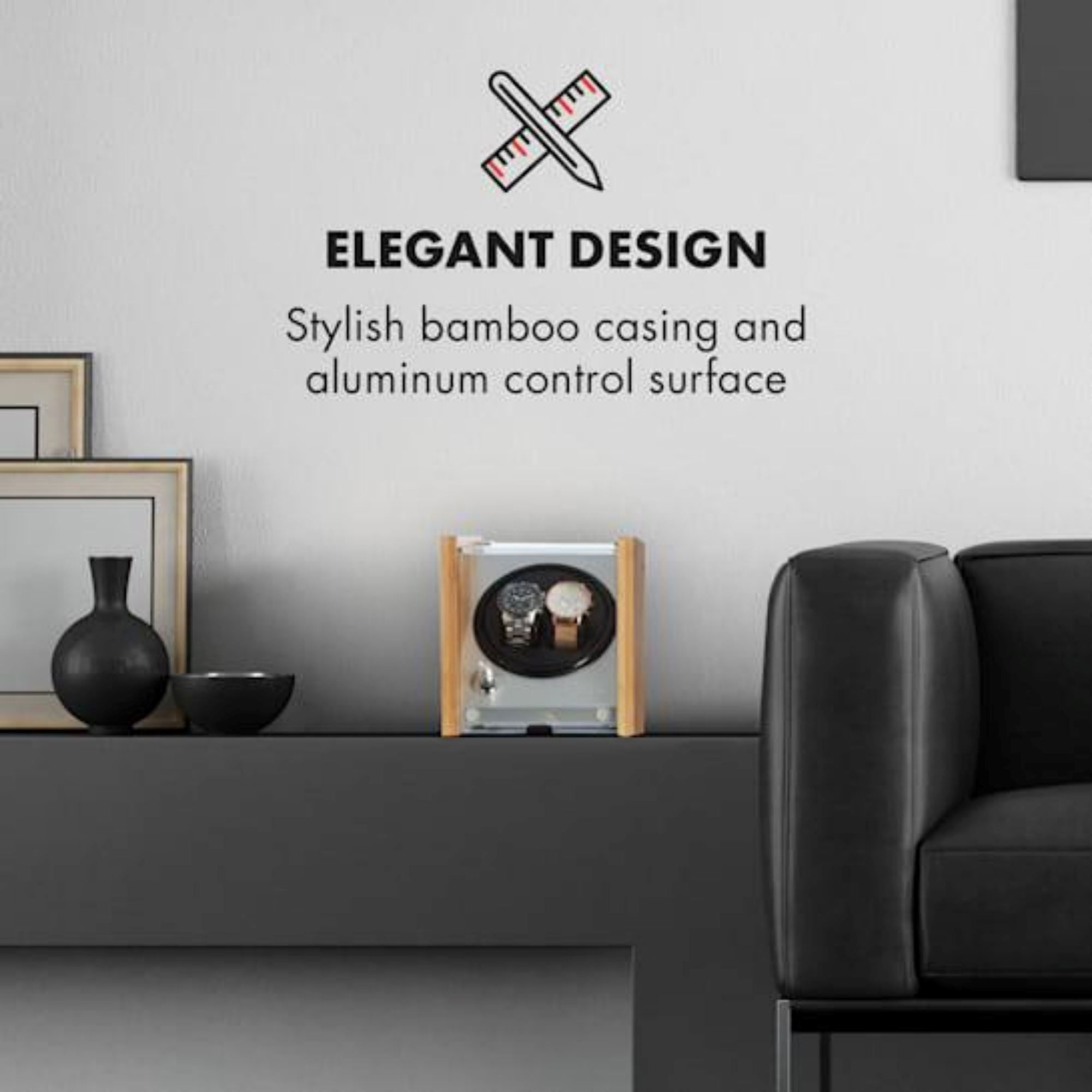 BLAQ Watch Winder Box 2 Watches in Aluminum & Bamboo Watch Winder Boxes Clinks 