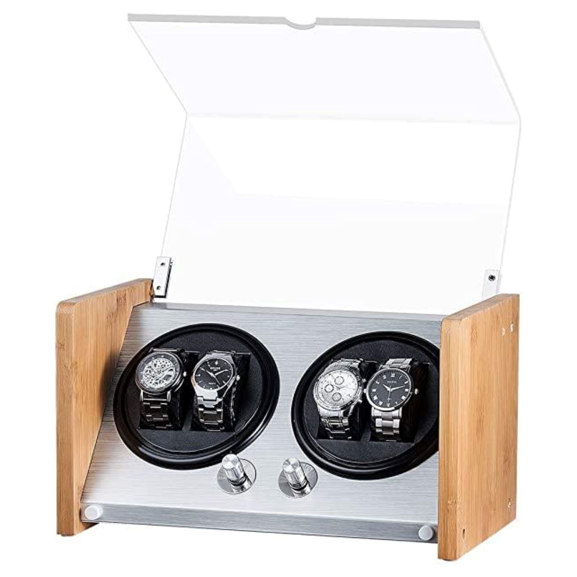 BLAQ Watch Winder Box 4 Watches in Aluminum & Bamboo Watch Winder Boxes Clinks 