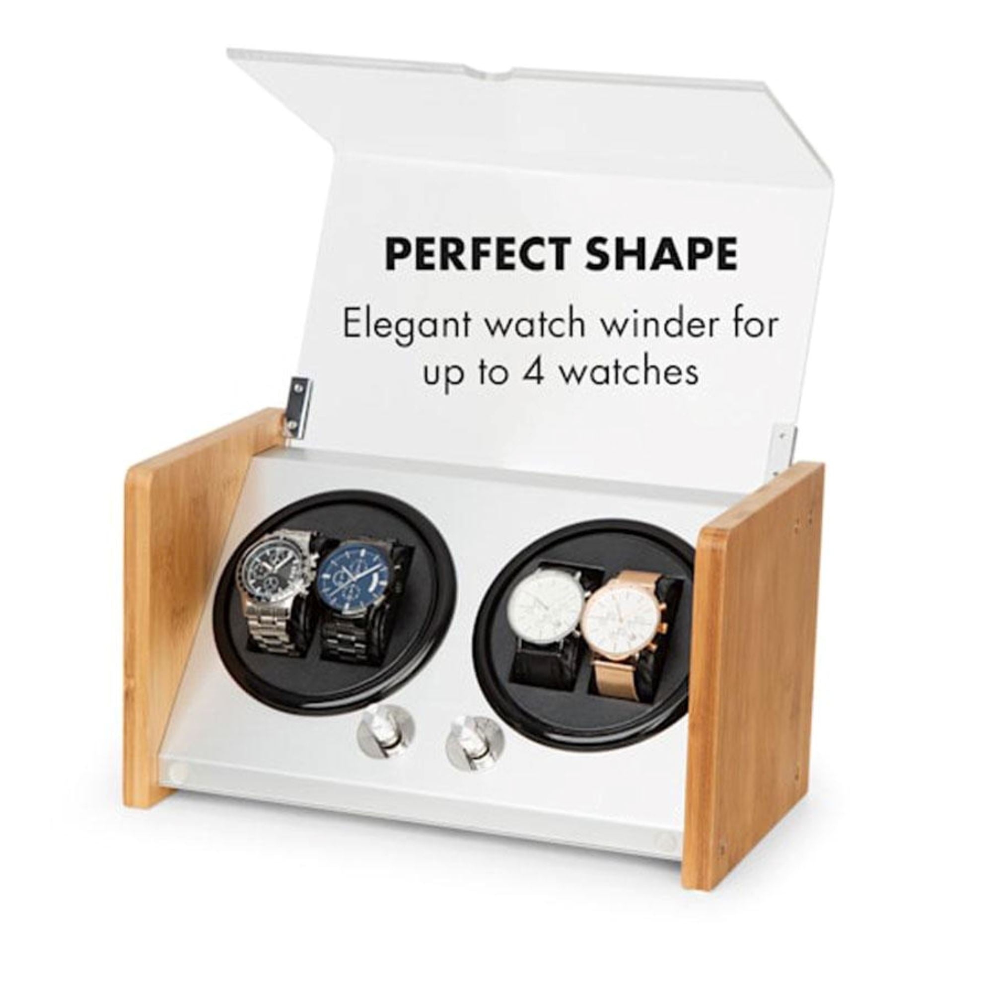 BLAQ Watch Winder Box 4 Watches in Aluminum & Bamboo Watch Winder Boxes Clinks 