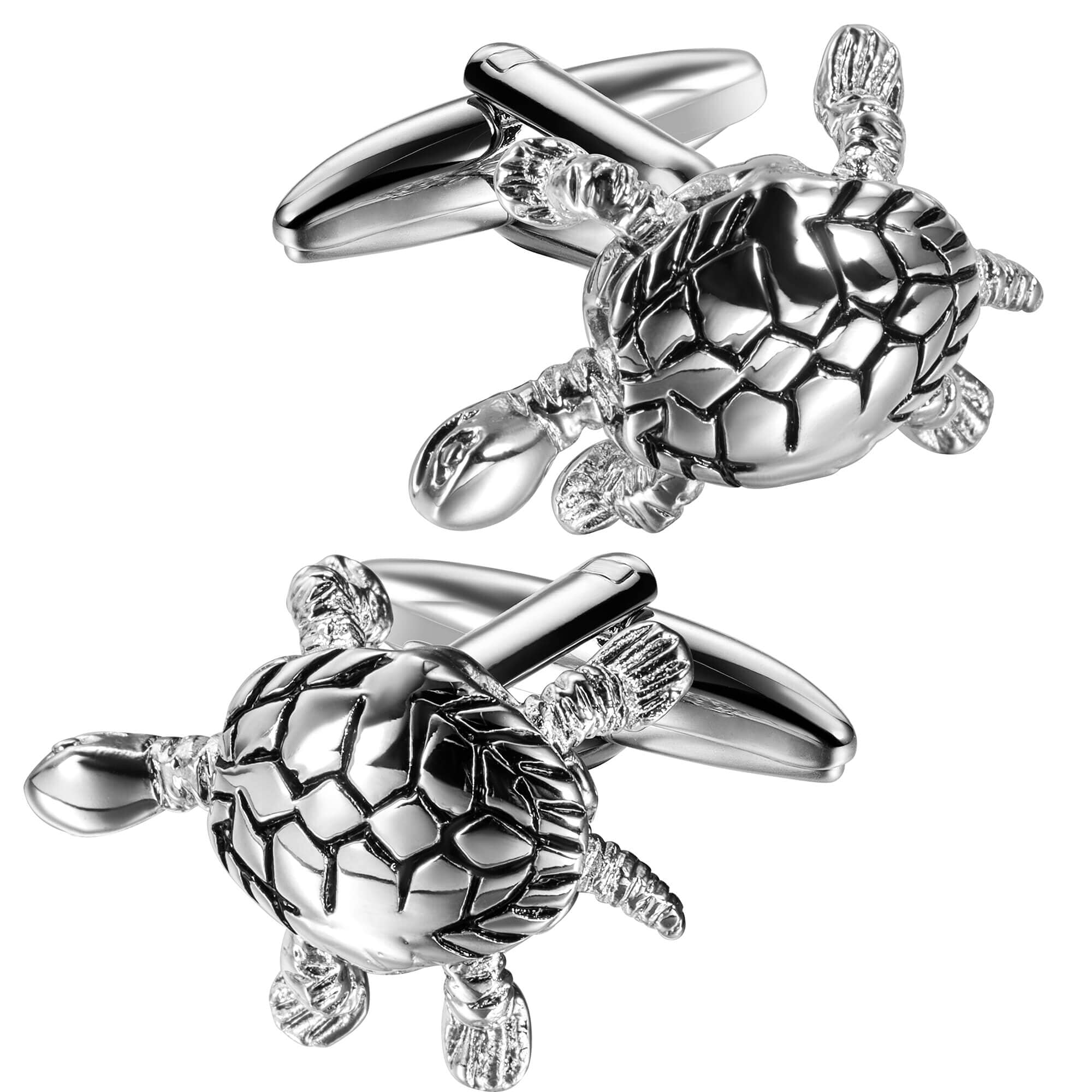 Silver Turtle Cufflinks with Moving Head & Legs Novelty Cufflinks Clinks Australia 