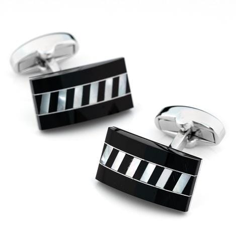 Black Onyx Rectangle interlaced Mother of Pearl Cufflinks Classic & Modern Cufflinks Clinks Australia 
