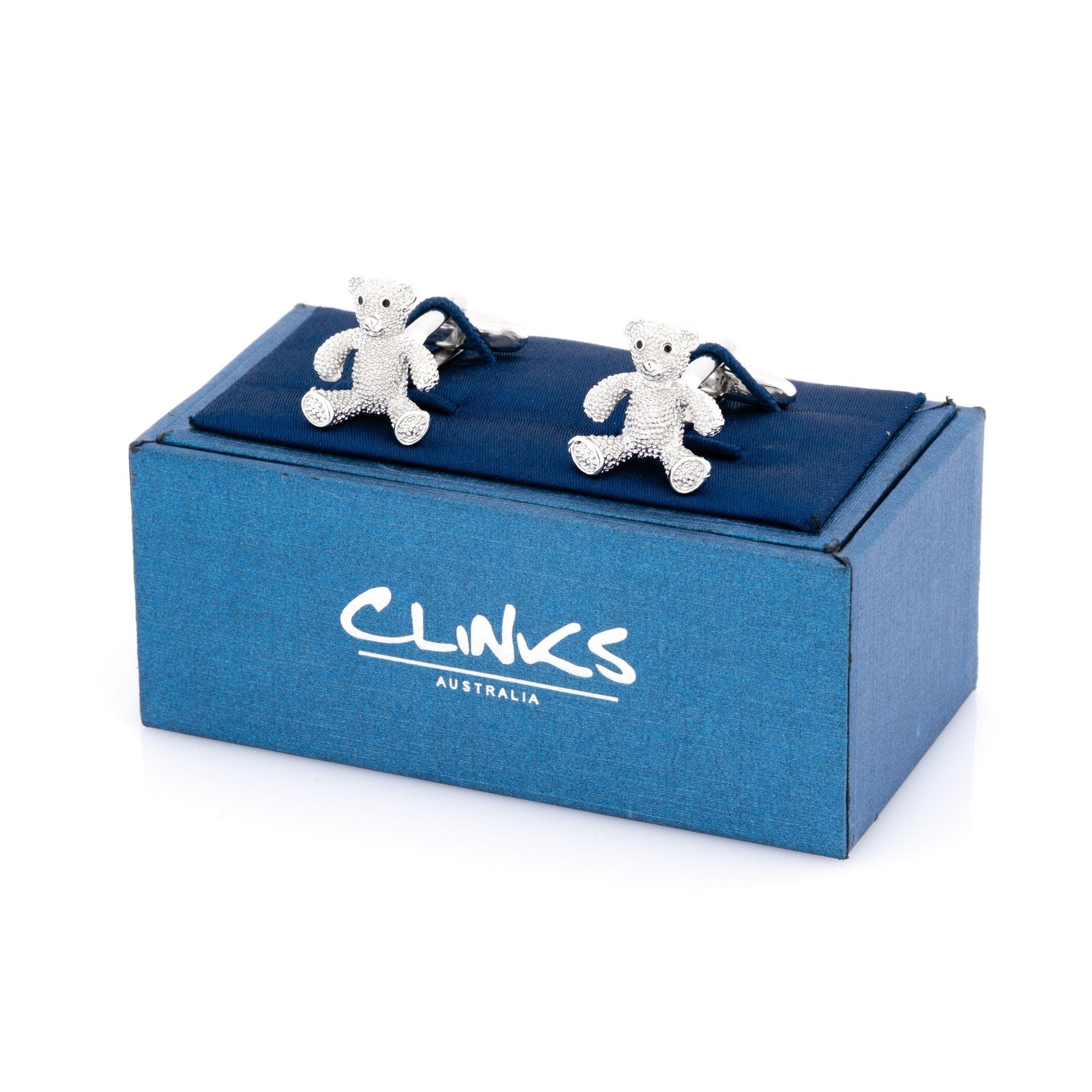 Silver Textured Teddy Bear Cufflinks Novelty Cufflinks Clinks Australia 