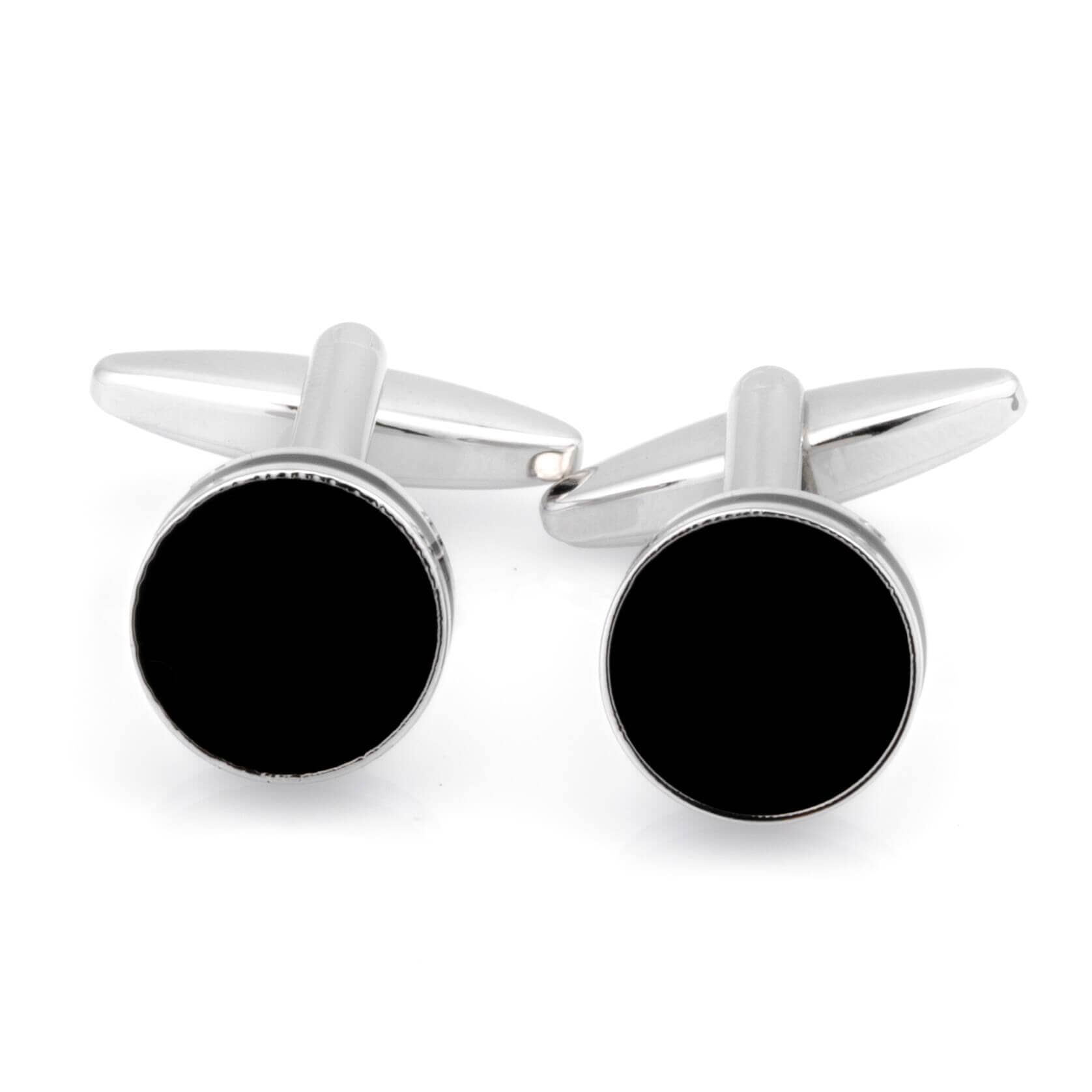 Round Black Silver II Cufflinks Classic & Modern Cufflinks Clinks Australia 