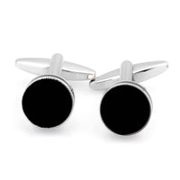 Round Black Silver II Cufflinks Classic & Modern Cufflinks Clinks Australia