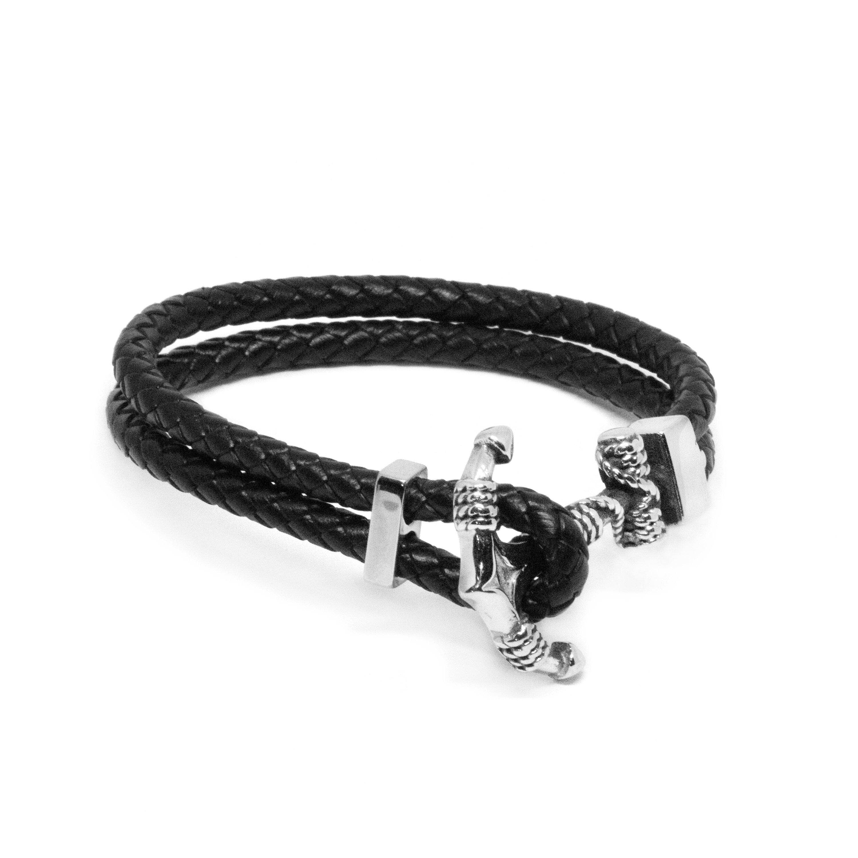 Double Black Leather Rope Anchor Bracelet Bracelet Clinks Australia 