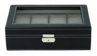 Black Leather Watch Box for 8 Watches Watch Boxes Clinks