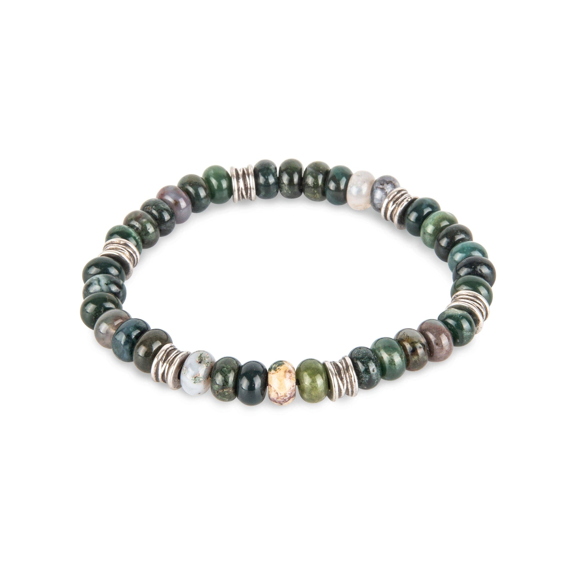 Beaded Moss Agate & SS Bracelet Bracelet Clinks Australia Default 