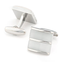 Dual White Ice Cateye Silver Cufflinks Classic & Modern Cufflinks Clinks Australia