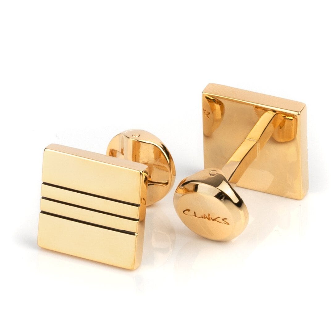 Classic Gold with Black Lines Cufflinks Classic & Modern Cufflinks Clinks Australia 
