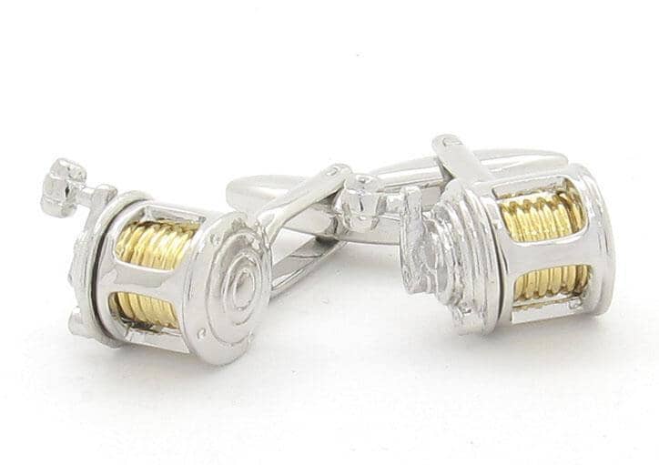 Silver Gold Fishing Reel Cufflinks Novelty Cufflinks Clinks Australia Silver Gold Fishing Reel Cufflinks 