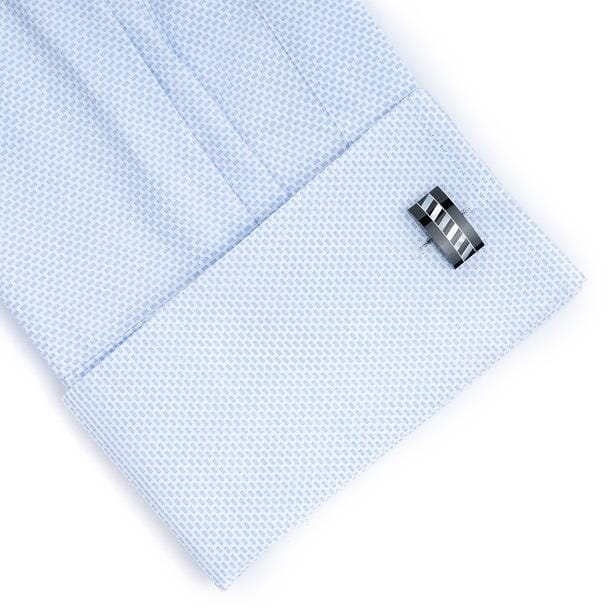 Black Onyx Rectangle interlaced Mother of Pearl Cufflinks Classic & Modern Cufflinks Clinks Australia 