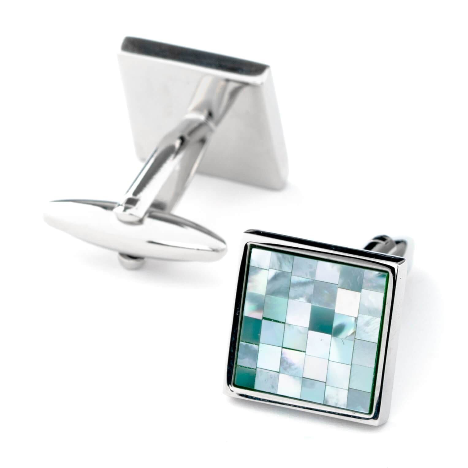 Blue Mother of Pearl Mosaic Square Cufflinks Classic & Modern Cufflinks Clinks Australia Default 