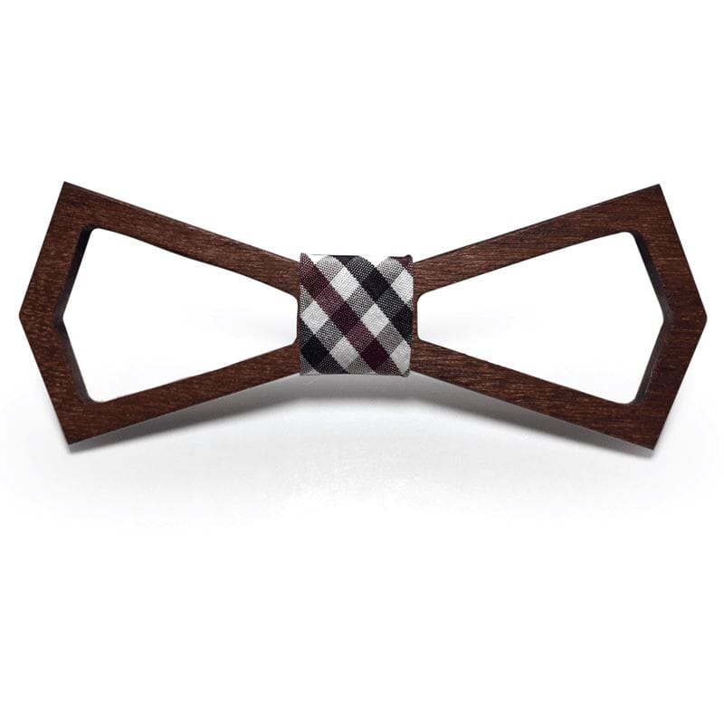 Dark Wood Outline Adult Bow Tie in Check Bow Ties Clinks Australia Dark Wood Outline Adult Bow Tie in Check 